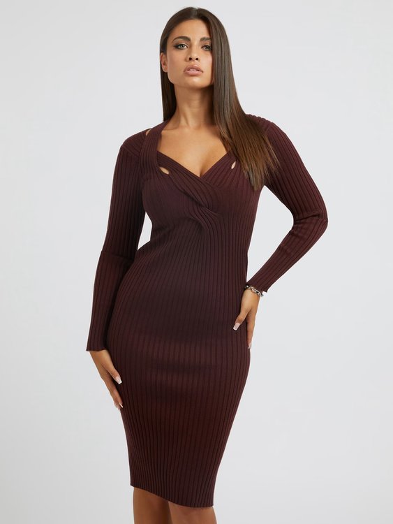 Gabrielle šaty – GUESS, Hnědá barva Ženy