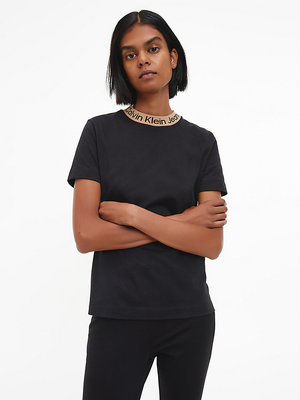 Calvin Klein Jeans – Neck logo tričko, Černá barva