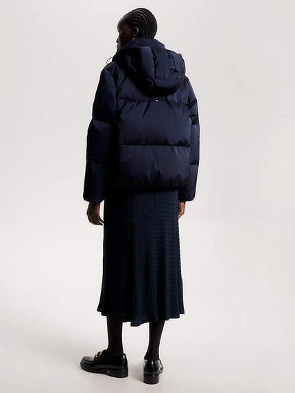 Módní Sateen Hooded bunda, Navy barva, 2023