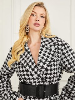 Luxusní Natasha kabát, Bílá, Černá barva, 38, 40, 42, 44