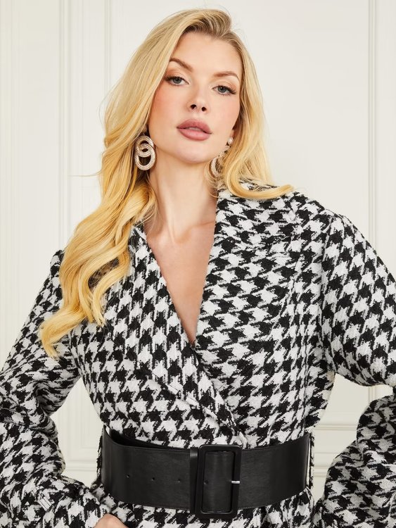 Luxusní Natasha kabát, Bílá, Černá barva, 38, 40, 42, 44