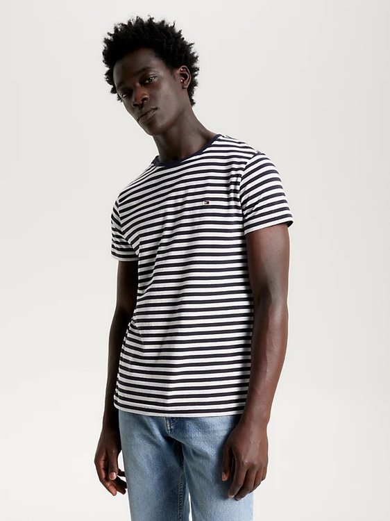 Tommy Hilfiger – Stretch Slim Fit triko, Bílá, Modrá barva