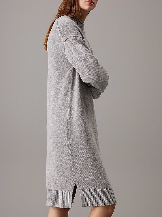 Luxusní CK Intarsia šaty, Šedá barva, XS, S, M, L, XL