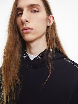 Logo jacquard mikina Černá barva Muži