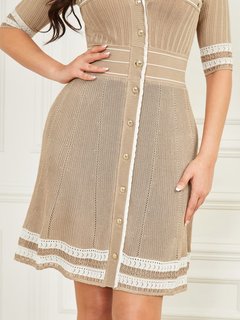 Luxusní Olivia šaty, Béžová barva, XS, S, M