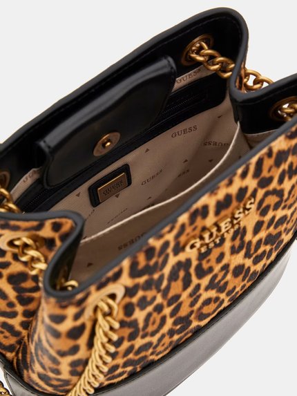 Módní Iseline Bucket kabelka, Černá, Zvířecí potisk barva, 2023