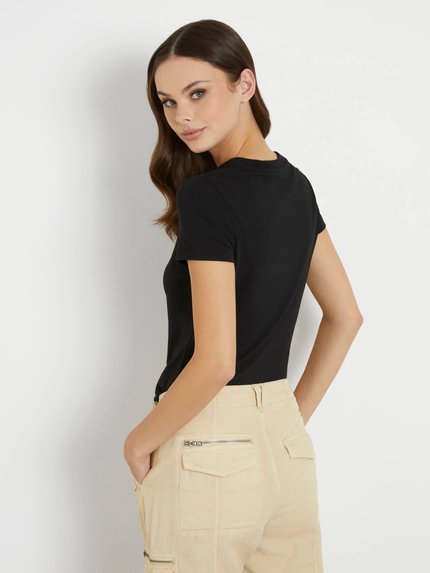 Módní Sangallo triko, Černá barva, 2024