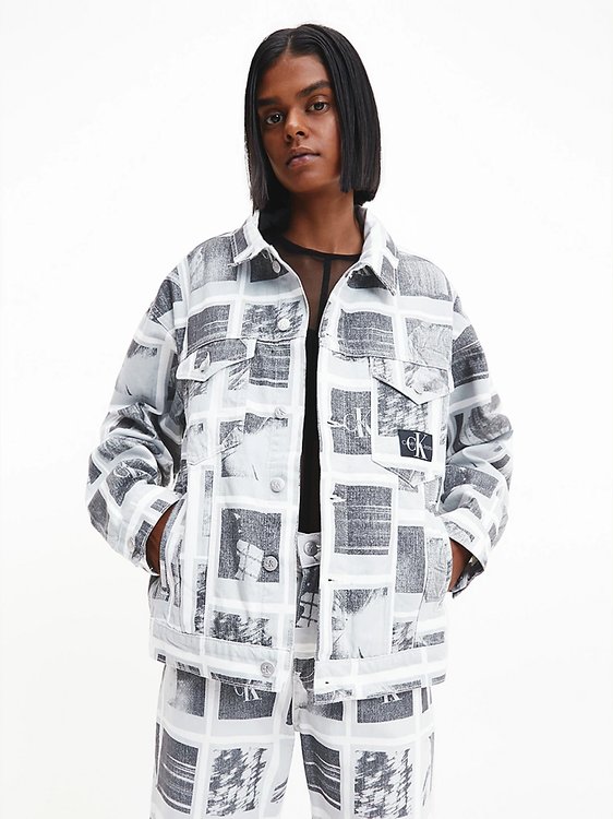 Denim bunda unisex Bílá, Šedá barva Unisex, Unisex, Ženy, Muži