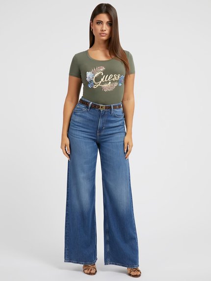 Módní Embellish triko, Zelená barva, 2023