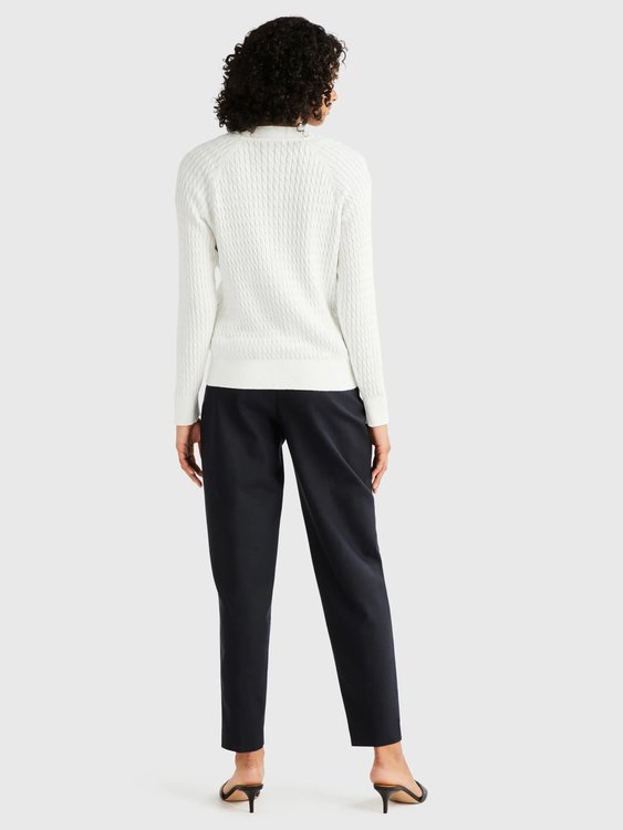 Módní Cable V svetr, Krémová barva, 2024