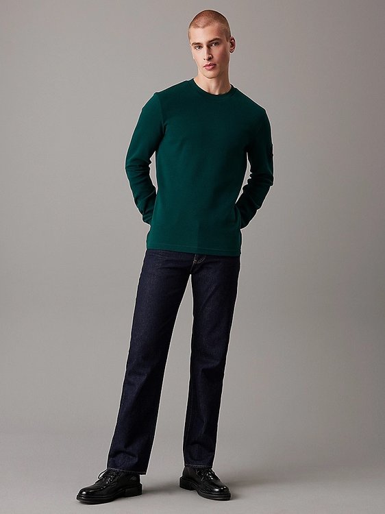 Luxusní Badge Waffle triko, Zelená barva, XS, S, M, L, XL, XXL