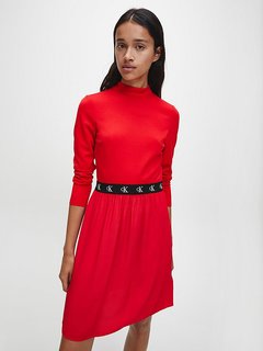 Luxusní Logo šaty, Černá, Červená barva, XS, S, M, L