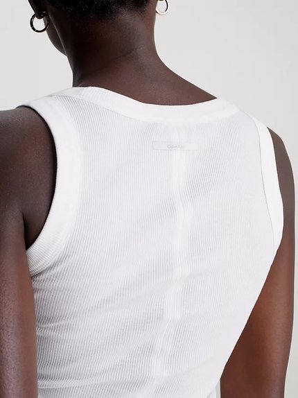 Módní Cotton Rib Tank tílko, Bílá barva, 2024