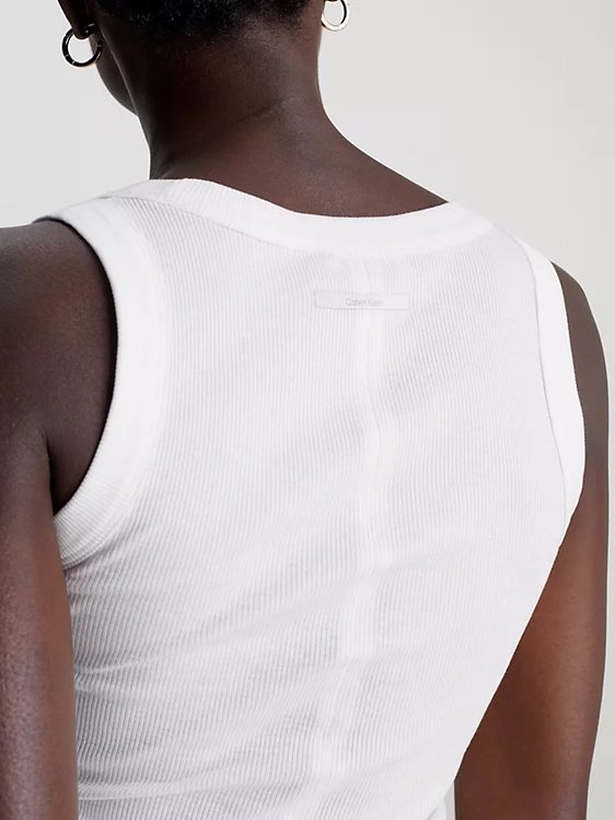 Módní Cotton Rib Tank tílko, Bílá barva, 2024
