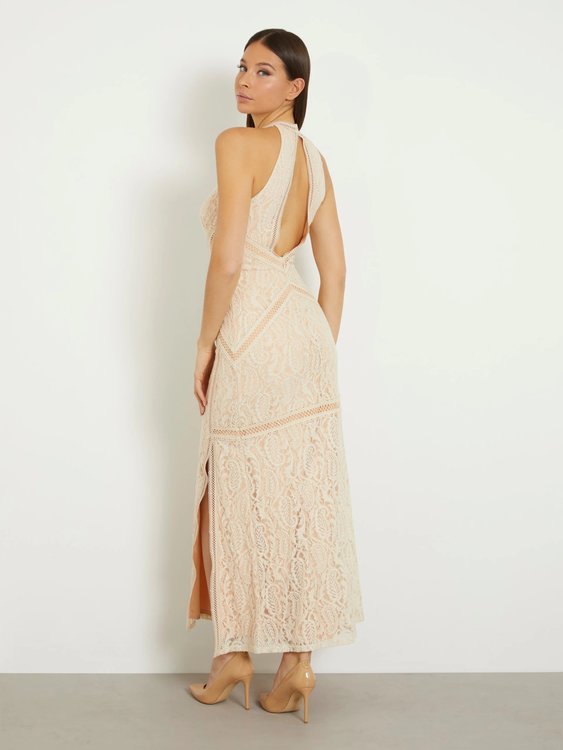 New Liza šaty – GUESS, Béžová barva Ženy