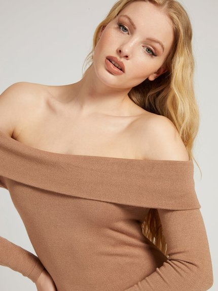 Módní Šaty bez ramínek, Hnědá barva, 2021