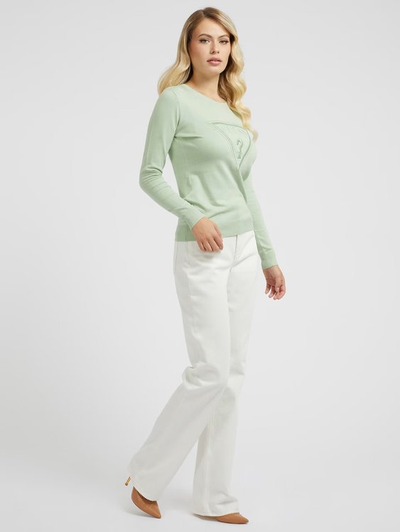 Módní Eloise svetr, Zelená barva, 2023