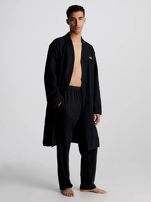 Calvin Klein Underwear – Waffle Robe župan, Černá barva