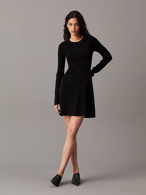 Calvin Klein Jeans – CK Intarsia šaty, Černá barva