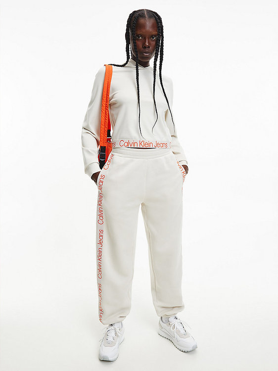 Logo tape tepláky – Calvin Klein Jeans, Béžová barva Ženy