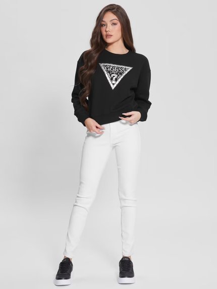 Módní Crystal Mesh mikina, Černá barva, 2023