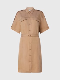 Drapy košilové šaty Hnědá barva Ženy