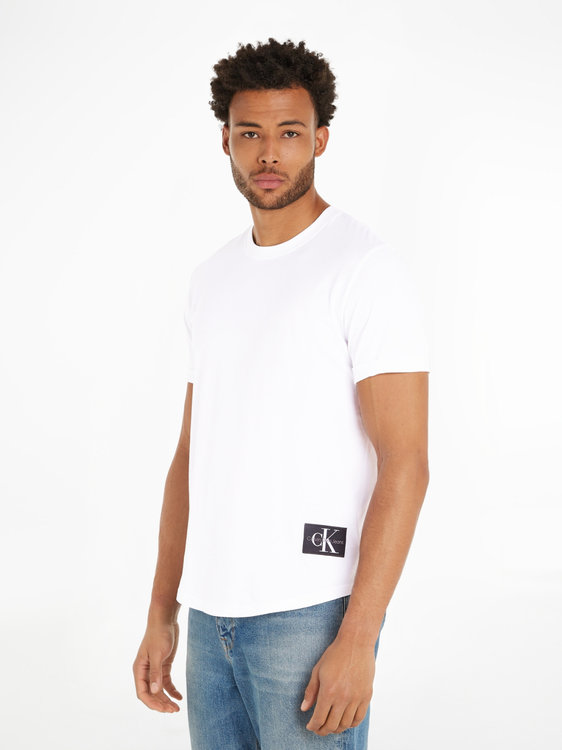 Calvin Klein Jeans – Badge Turn triko, Bílá barva