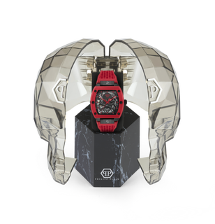 Luxusní THE $KELETON hodinky, Černá, Červená barva, UNI