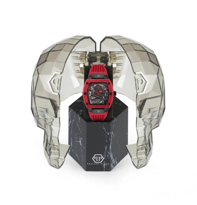 Luxusní THE $KELETON hodinky, Černá, Červená barva, UNI