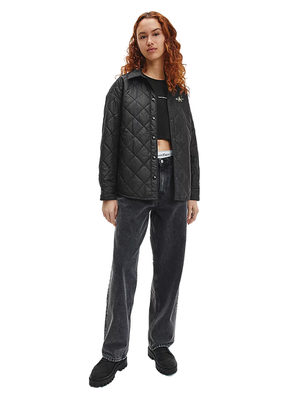 Módní Crinkle košilová bunda, Černá barva, 2022