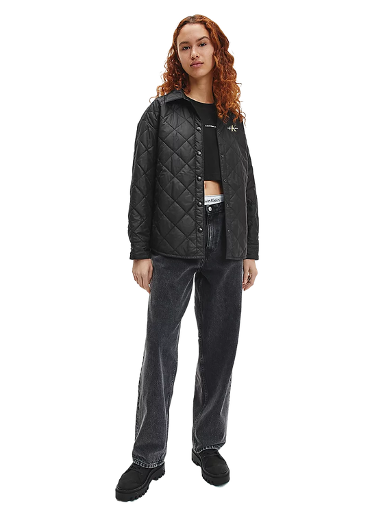 Módní Crinkle košilová bunda, Černá barva, 2022