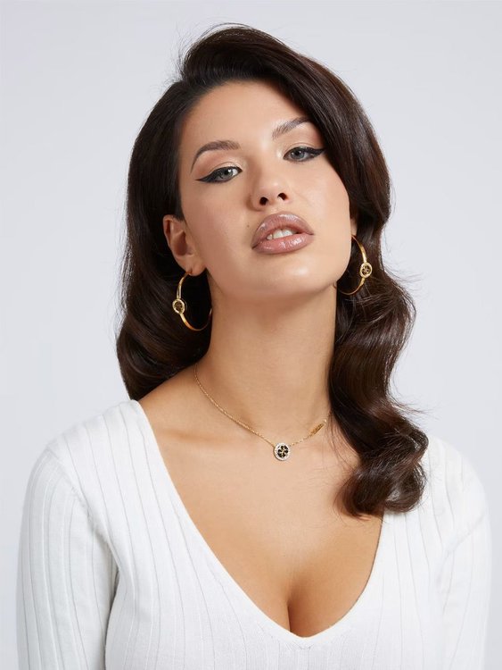 Life In 4G náhrdelník – GUESS, Černá, Zlatá barva Ženy