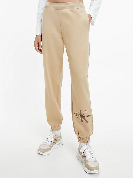 Calvin Klein Jeans – Archival tepláky, Béžová barva