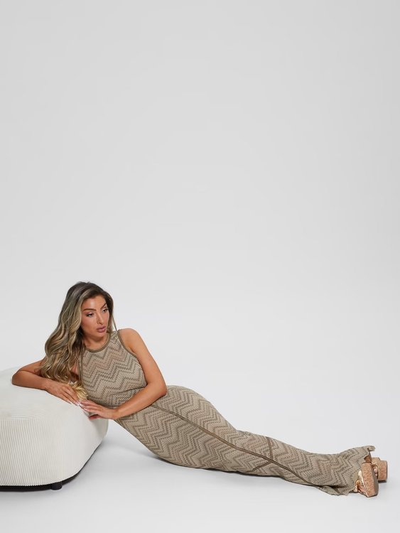 GUESS, Béžová barva Janet šaty