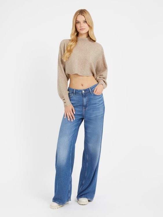 Módní Cross Back svetr, Hnědá barva, 2023