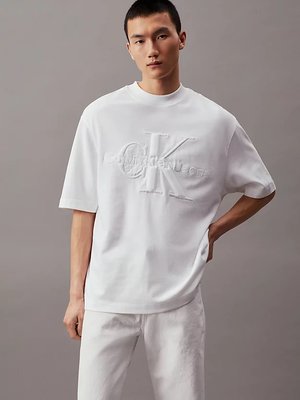 Calvin Klein Jeans – Premium Monologo triko, Bílá barva