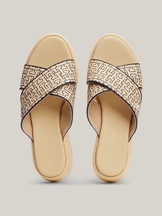 Módní TH Mono Rafia pantofle, Béžová, Krémová barva, 2024