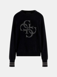 GUESS, Černá barva Sylvie Logo svetr