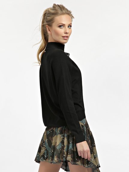 Módní Fatima svetr, Černá barva, 2021, 2020