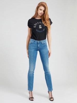 Rhinestone Logo triko – Guess, Černá barva Ženy