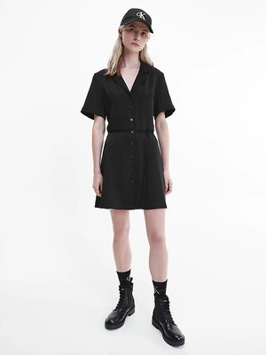 Luxusní Collar back šaty, Černá barva, XS, S, M, L, XL