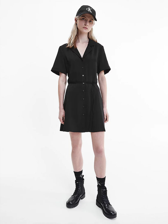 Luxusní Collar back šaty, Černá barva, XS, S, M, L, XL