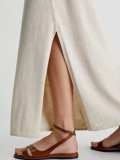 Luxusní Silk Tank šaty, Krémová barva, M