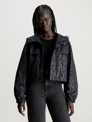 Calvin Klein Jeans – Short Hooded bunda, Černá barva