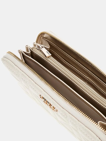 Módní Assia Large Zip velká peněženka, Krémová barva, 2024