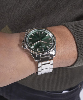 GUESS, Černá, Stříbrná, Zelená barva Champ hodinky