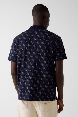 Jacquard polo triko – GUESS, Modrá barva Muži