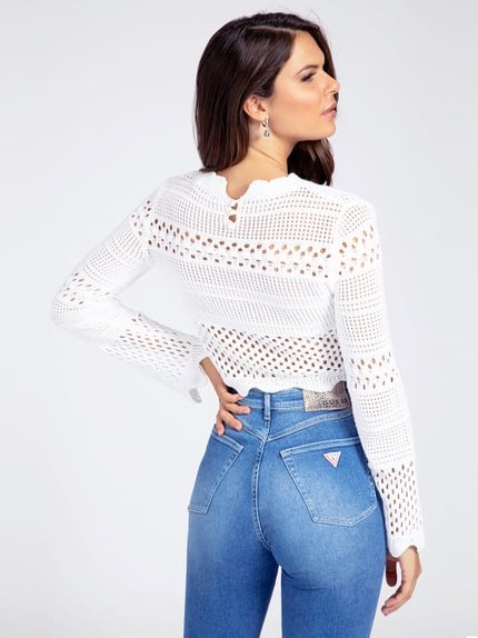 Módní Svetrový top, Bílá barva, 2021