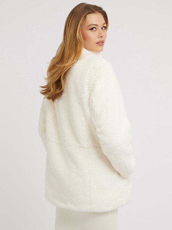 Michelina kožich – GUESS, Bílá, Krémová barva Ženy