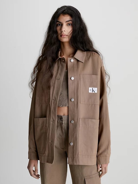 Calvin Klein Jeans – Badge Utility košile, Hnědá barva